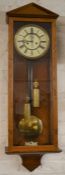 Vienna regulator clock with weight driven twin train movement in a replacement oak case Ht 97cm