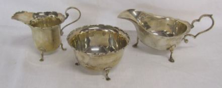 Collingwood & Sons Ltd 1919 small silver footed bowl, cream pourer (marks rubbed) and A & J