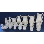 Selection of Portmeirion British Heritage Collection parian ware jugs and 3 similar pieces including