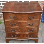 Serpentine front reproduction Georgian chest of drawers, W70 x D46 x H77cm