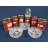 6 boxed Le Taster - wine tasting glasses and 3 cut glass finger bowls