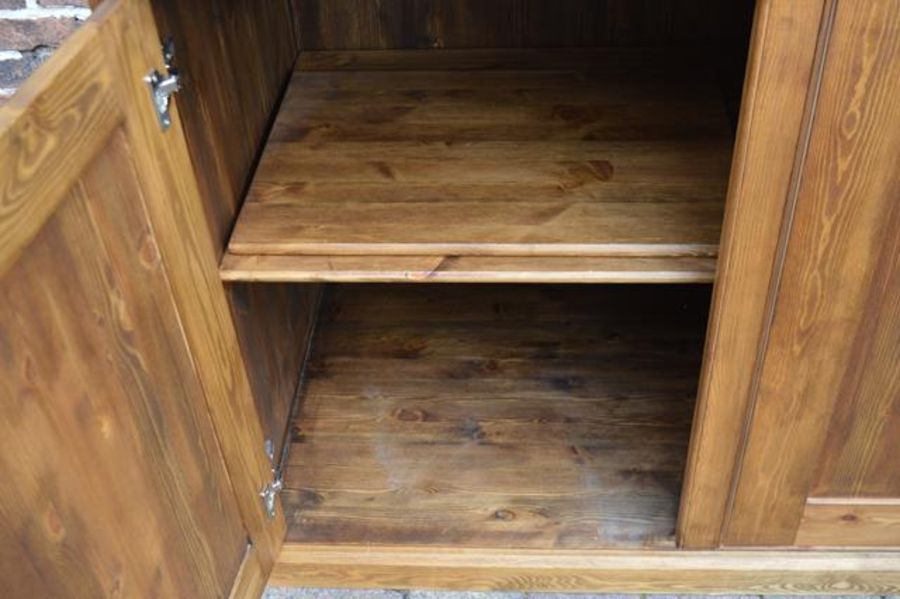 Pine cabinet and low level wardrobe, L126cm x D52cm x H118cm - Image 3 of 5