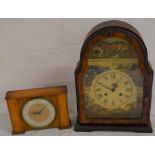 Modern mantel clock & a small Art Deco clock
