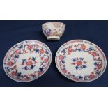 Chinese porcelain tea bowl & 2 saucers