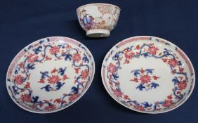 Chinese porcelain tea bowl & 2 saucers