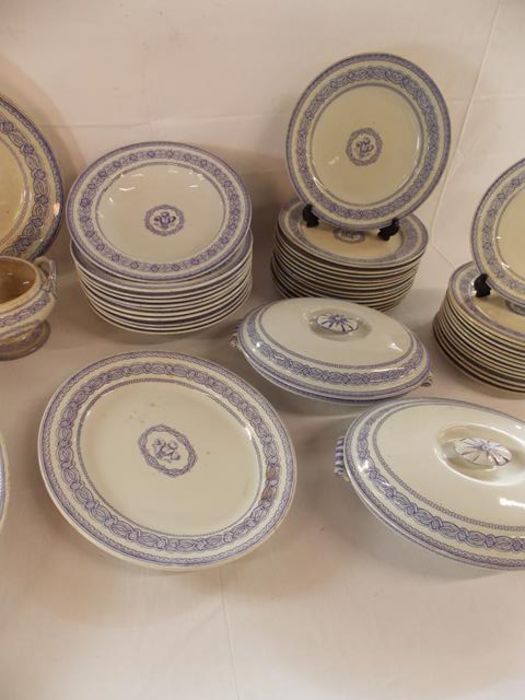 E F Bodley & Son 'Prince William' dinner service including meat plate and tureens with - Image 3 of 5