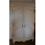 Modern lime wash French style armoire wardrobe, H205cm x W120cm x D59cm