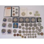 Collection of coins including, Churchill, £1 coins, crowns etc