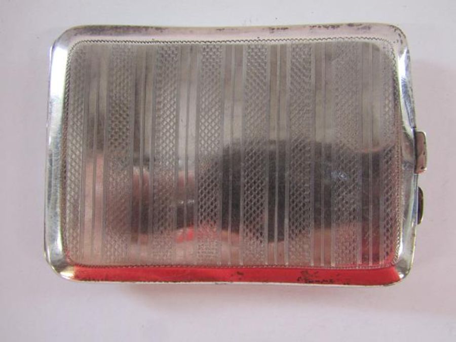 W Smith 1921 silver cigarette case total weight 4.69ozt, PJ 1975 silver charm bracelet (not all - Image 6 of 9