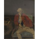 Gilt framed hand coloured 19th century print depicting George III after Zoffany - Robert Sayer
