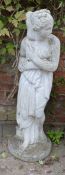 Concrete garden ornament in the form of a classical female figure, height 119cm