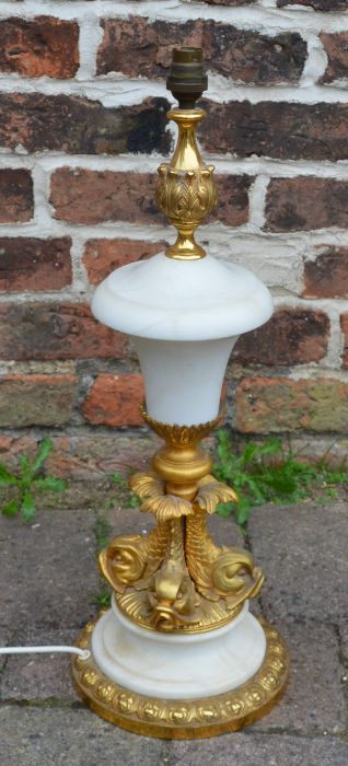 Gilt and marble lamp approx. 57cm tall