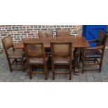 Oak refectory table in the Jacobean style 168cm x 77cm, with 6 Cromwellian style dining chairs in