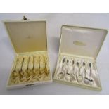 Tostrup Norwegian cased set of 6 enamelled silver spoons and cased set of 6 Ataahua New Zealand