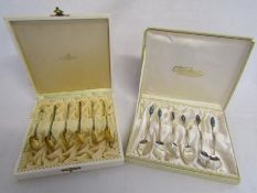 Tostrup Norwegian cased set of 6 enamelled silver spoons and cased set of 6 Ataahua New Zealand