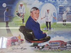 Dickie Bird, cricket interest limited edition print 314/850 montage entitled 'Memories' pencil