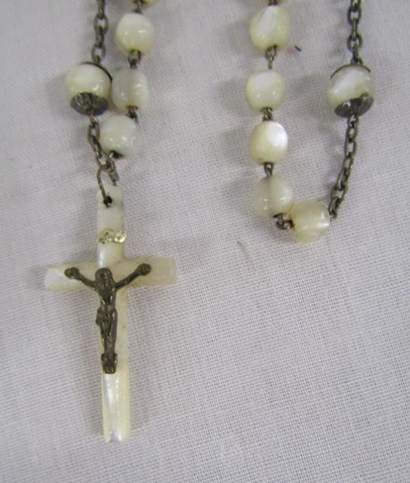 Collection of rosary beads, cast crucifix and religious figure - Image 7 of 9