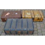 3 vintage bentwood travelling trunks