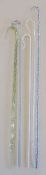 5 glass canes - walking stick - clear glass (with green tinge) spirally moulded shepherd's crook -