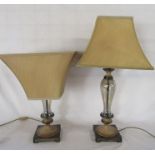 Pair of smoked glass table lamps