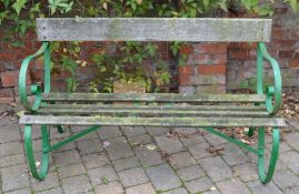 Wrought iron & wood garden bench, L137cm x D38cm x Ht117cm