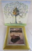 2 modern prints - Catherine J Stephenson 'There's no place like home' canvas and 'Barca al