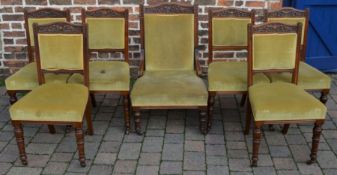 6 Victorian walnut dining chairs & a matching occasional chair