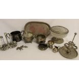 Collection of silver plate, Lennox condiment holder, rose bowl etc