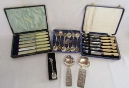 Walker & Hall and Thomas Ward & Sons cased knife sets, New Zealand spoons, Stockholm and Sverige