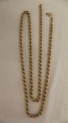 9ct gold rope twist chain - broken near ring -  total weight 5.08g