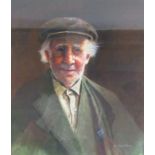L Rushton print depicting an elderly gentleman - approx. 60.5cm x 56cm includes frame