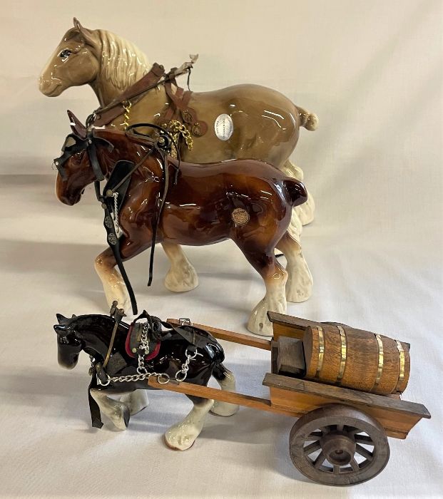 4 ceramic working horses and carts, including Melrose and Staffordshire - Image 4 of 6
