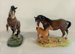 2 Beswick horses, including mother and foal and rearing horse