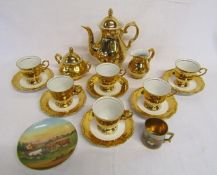 Tirschenreuth Germany gold tea set and a pastoral  scene coffee can and plate