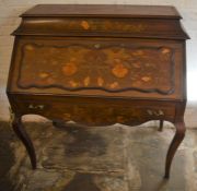 French 19th century bureau in walnut with inlaid decoration L 112cm D 63cm Ht 112cm