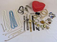 Collection of costume jewellery including Sphinx brooch, cameos, Sekonda watch etc