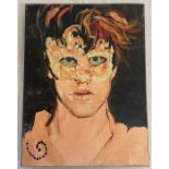 Sarah Webb painting of masked man 30 x 40 cm