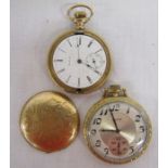 2 Elgin pocket watches one warranted 25 years 15 jewels, detached front cover dia. approx. 4cm and