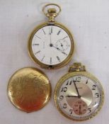 2 Elgin pocket watches one warranted 25 years 15 jewels, detached front cover dia. approx. 4cm and