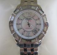 Rotary Chronospeed ladies watch with mother of pearl face and set with cubic zirconia