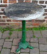 Marble top pub/garden table on a cast iron base