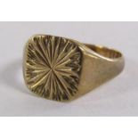 9ct gold signet ring - ring size V/W - total weight 4.41g