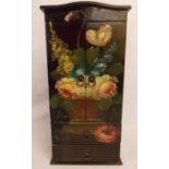 Table-top cabinet with oil painting to doors and drawers, approx. 46.5cm x 23cm x 15cm