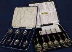 Set of six Elizabeth II silver gilt coffee spoons, modelled in the form of the Coronation