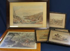 Large framed hand coloured print "Crossing The River Avon, From Stanton Park" after Henry Alken