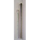 5 glass canes - clear glass shepherd's crook containing bold opaque blue and white spiralling