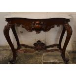Mahogany console table with marble top, W130 x D56 x H96cm