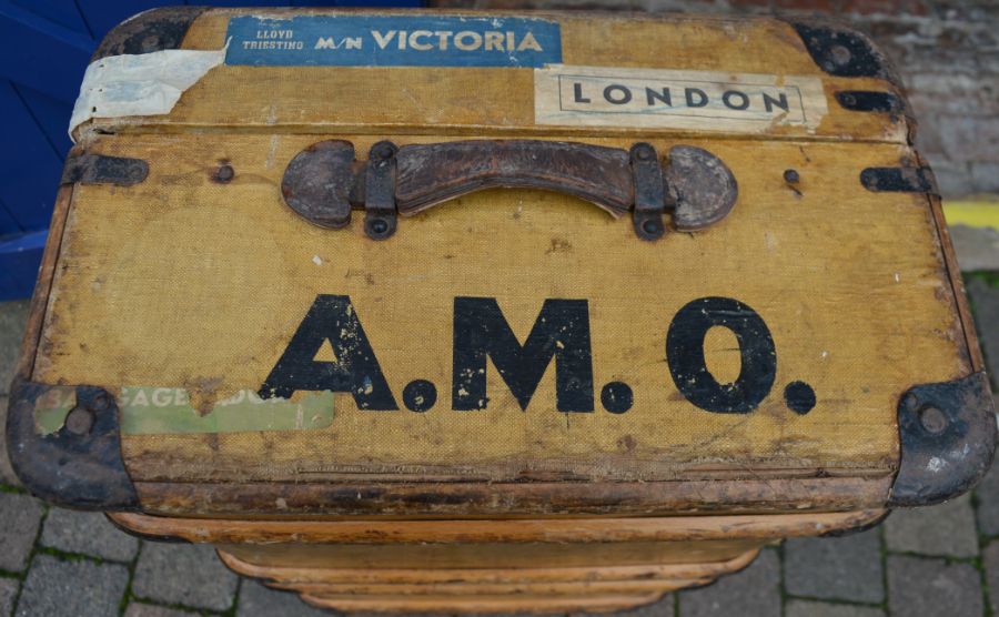 3 vintage bentwood travelling trunks - Image 3 of 3