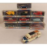 Collection of boxed Dinky cars including 1949 Landrover, 1968 Jaguar 'E' type MK.1 1/2, 1973 MGBGT