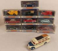 Collection of boxed Dinky cars including 1949 Landrover, 1968 Jaguar 'E' type MK.1 1/2, 1973 MGBGT